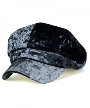 Women's Velvet Beret Cap Winter Warm 8 Panel newsboy Hat - Dark Gray - CJ186X8LGZ5