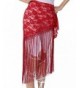 ZLTdream Women's Belly Dance Long Tassels Lace Triangle Hip Scarf - Red - CS17YL894O7