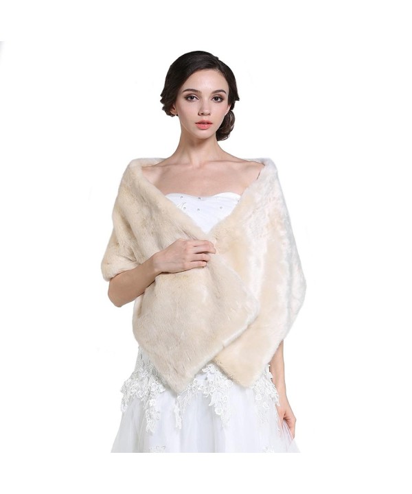 Aukmla Women's Fur Shawls and Wraps Bridal Fur Stoles for Women - CQ12MFGQ0O3