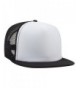 Otto Snap Round Flat Visor High Crown Mesh Back 5 Panel Trucker Snapback - Blk/Wht/Blk - CP12FN77T9B