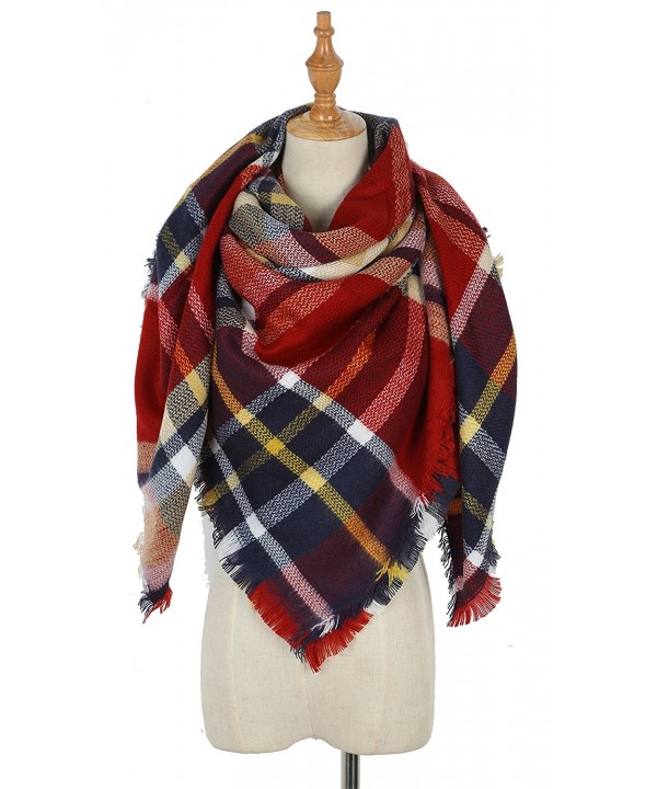 Warm women Tartan Scarf winter Blanket Shawl - Small Red Lattice - CU187ZLE9Y2