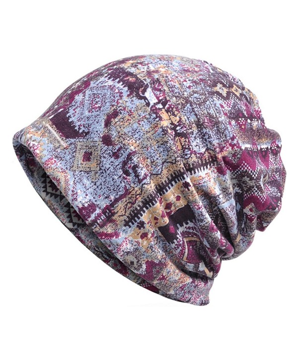 Jemis Womens Cotton Chemo Hat Beanie Scarf - Beanie Cap Bandana For Cancer - Purple - CF1873I5DXC