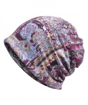 Jemis Womens Cotton Chemo Hat Beanie Scarf - Beanie Cap Bandana For Cancer - Purple - CF1873I5DXC