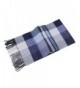 Lucky Leaf Women Men Winter Cozy 100% Wool Warm Tartan Checked Plaid Wrap Scarf with Gift Box - Navy White Plaid - C418624CQ2K