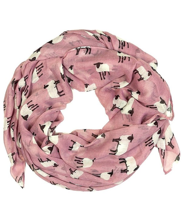 Sheep Print Design Scarves for Women Lightweight Large Size Scarf (Dusty rose) - CT11NT69FRN