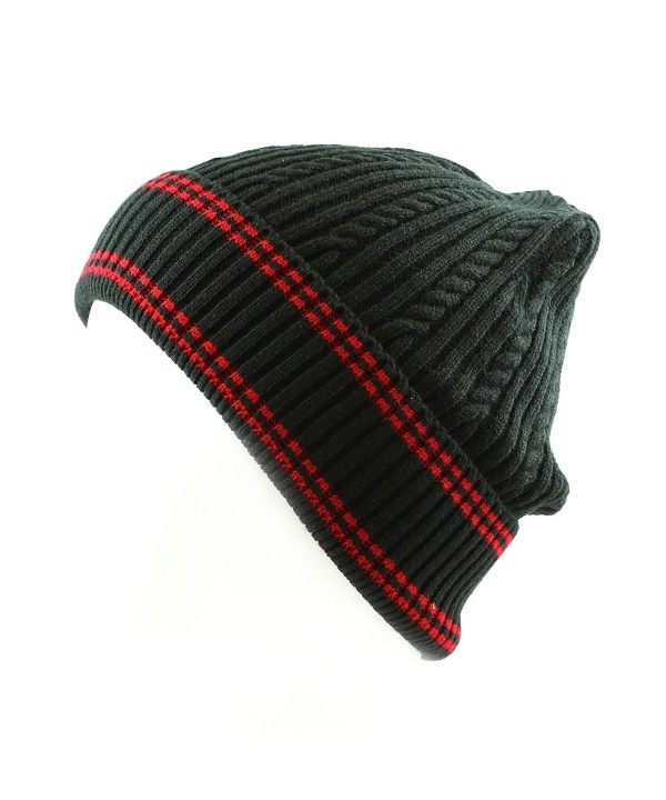 THE HAT DEPOT 200h Unisex Light Weight Chunky Cable Knit Beanie Hat - Black Red - CK12CLWEKVV