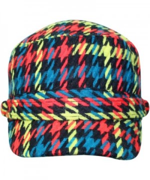 Red Houndstooth Plaid Cadet Cap