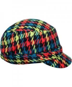 Red Houndstooth Plaid Cadet Cap in Women's Baseball Caps