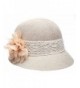 Epoch Women's Gatsby Linen Cloche Hat With Lace Band and Flower - Natural - C212ER399E5