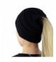 Mimgo Trendy Women Winter Knit Hat Beanie Tail Hat Ponytail Stretch High Bun Knit Hat (Black) - CN1889S0X4U