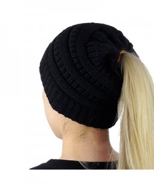 Mimgo Trendy Women Winter Knit Hat Beanie Tail Hat Ponytail Stretch High Bun Knit Hat (Black) - CN1889S0X4U