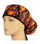 Big Hair Women's Medical Scrub Cap - Hot Rod Flames W/Black Tie - C317AAYRWHI