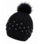 Arctic Paw Cable Knit Beanie with Sequins and Faux Fur Pompom - Black - CI185LZO3Y3