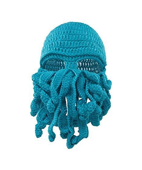 Unisex Octopus Hat Mask Windproof Funny Beanie Warm Knit Hat Halloween Christmas - Blue - C9185W59GR2