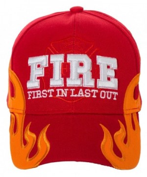 Artisan Owl First In Last Out Fire Rescue Flames Baseball Cap with Adjustable Strap - Red - CH1867R56CD