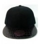 Black Alligator Faux Skin Snapback Hat Cap Flat Bill - C211IRA4CY1