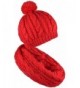 Scarf and Hat Set Pompom Beanies Womens Knitted Infinity Scarves Skull Caps Mens - Red - CA187C9WYT4