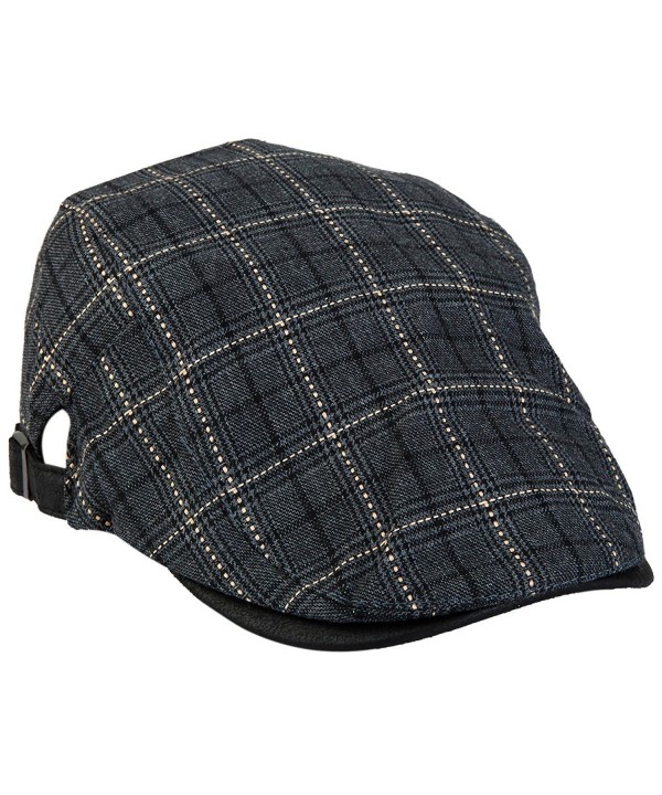 moonsix newsboy Hats For Men-Plain Stripe Beret Cabbie Driving Gatsby Flat Cap-Style 6 Grey(Cotton) - CL12JTPFU7B