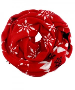 SnowFlake Pattern Winter Infinity Fashion Scarf - Red - CJ12NRGH2IB