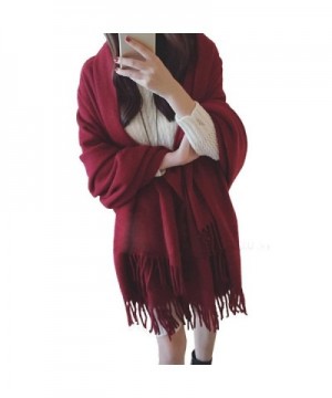 MorySong Soft Cashmere Feel Scarf Stole With Tassel Winter Warm Shawl Wrap for Women - Burgundy - CD186TDURQI