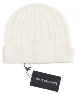 State Cashmere 100% Pure Cashmere Cable Knit Beanie Hat - Ultimate Soft-Warm and Cozy - Ivory - CN187M9EQ22