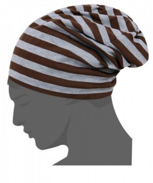 CIC Collection Unisex Essential Indoor Striped Slouchy Beanie - Coffee - Grey - CU12IVPKN3L