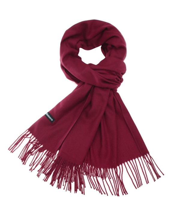Sapp Large Soft Silky Pashmina Shawl Wraps Fringes Scarf in Solid Colors - Wine - CH186IG4GYH
