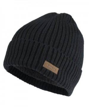 Vmevo Wool Cuffed Plain Beanie Warm Winter Knit Hats Unisex Watch Cap Skull Cap - Black - CD1872LWNTM