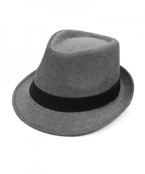 Unisex Spring/Summer Herringbone Fashion Fedora Hat - Silver - CV17YTNHMR0
