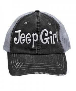Jeep Girl Embroidered Trucker Style Cap Hat Grey Grey White - CM12NV2WQF6