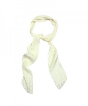 IvyFlair Women's Pleated Skinny Neck Scarf Tie in Different Colors - Cream - C112GQMGFDX