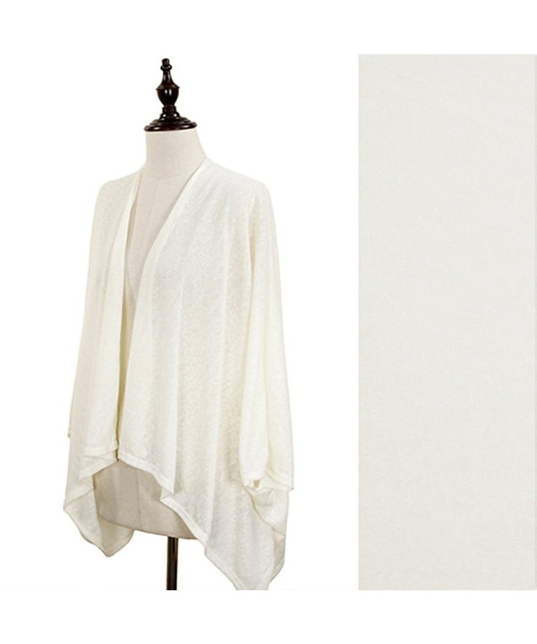 Women's Solid Gauzy Jersey Cardigan Kimono Wrap - Ivory - CU11VAU9JRP
