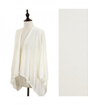 Women's Solid Gauzy Jersey Cardigan Kimono Wrap - Ivory - CU11VAU9JRP