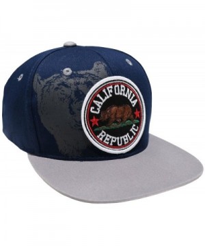 Leader Top Level Great Cities California Republic Embroidered Flat Bill Snapback Cap Hat - Navy Grey - CC17YRUG77G