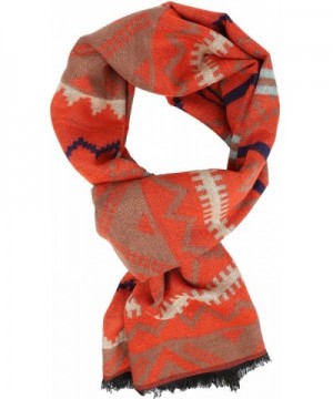 Sakkas Xayn Long Aztec Tribal Warm Patterned UniSex Cashmere Feel Scarf - Orange - C112LBF0AJT