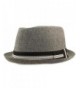 SK Hat shop Men's Linen Cotton Light Tweed Porkpie Derby Fedora Musician Jazz Hat - Gray - C617YTOTX7R