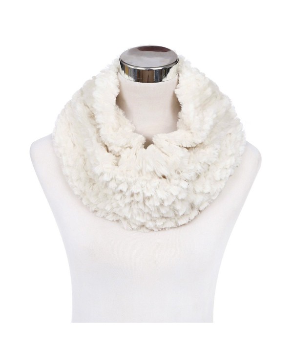 Soft Small Faux Fur Diamond Solid Color Warm Infinity Circle Scarf -Diff Colors - Cream - CO127X9OTMH