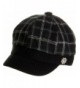 AN Women's Mid Weight Wool Plaid Rhinestone Flower Cabbie Hat - Black/Dark Mint Green - CC118SPW8ID