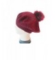 Womens PomPom Kintted Compy Solid Beret Fashion Skull Caps Hat HT44 - Burgundy (Ht4471) - CA18887YWNZ