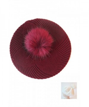 Womens PomPom Kintted Fashion Burgundy