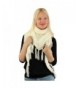 Winter Soft Chenille Triangle Tassle Chunky Fringe Thick Knit Scarf Wrap - Ivory - CY187346TIE
