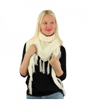 Winter Soft Chenille Triangle Tassle Chunky Fringe Thick Knit Scarf Wrap - Ivory - CY187346TIE