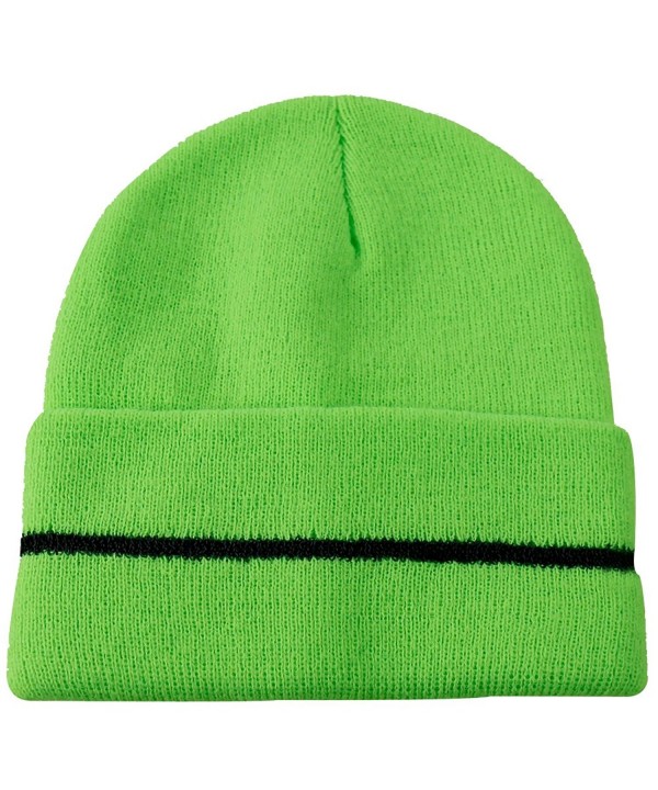 JIBIL Winter Plain Beanies- Unisex Chunky Warm Reflective Knit Hat - 01flo Green - CH185LHDWEM