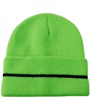 JIBIL Winter Plain Beanies- Unisex Chunky Warm Reflective Knit Hat - 01flo Green - CH185LHDWEM