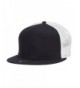 Mesh Premium Snapback Flat Bill Cap - White Black - CF11M6KFPKT