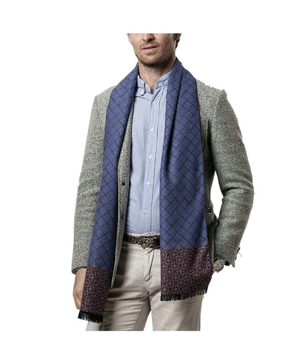 Joyci British Style Plaid Scarf Men's Long Neckwear Cashmere Feel Pashmina - Blue Coffee - CF12N8TA0H5