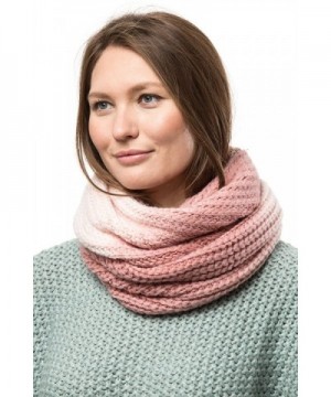 Marino's Women's Cable Knit Infinity Scarves - Fashion Winter Circle Scarf Wrap - Ombré Mauve - CB186DWESDQ