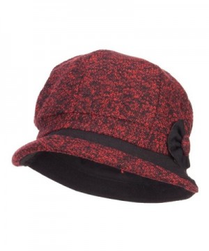 Women's Rolled Brim Cabbie Cap - Red - C9127A77ZE5