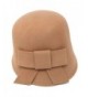 MWS Vintage Wool Felt Round Cloche Hat- Winter Bucket Cap With Bowknot- Adjustable - Beige - C9186NTW54N