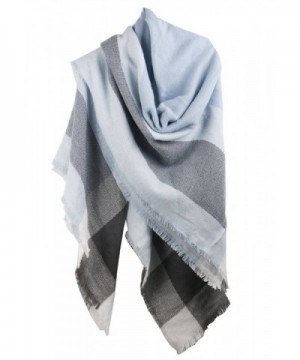 MissShorthair Warm Plaid Blanket Scarf Large Square Tartan Checked Shawl Wrap - Blue Tartan - CF185RN8QRI